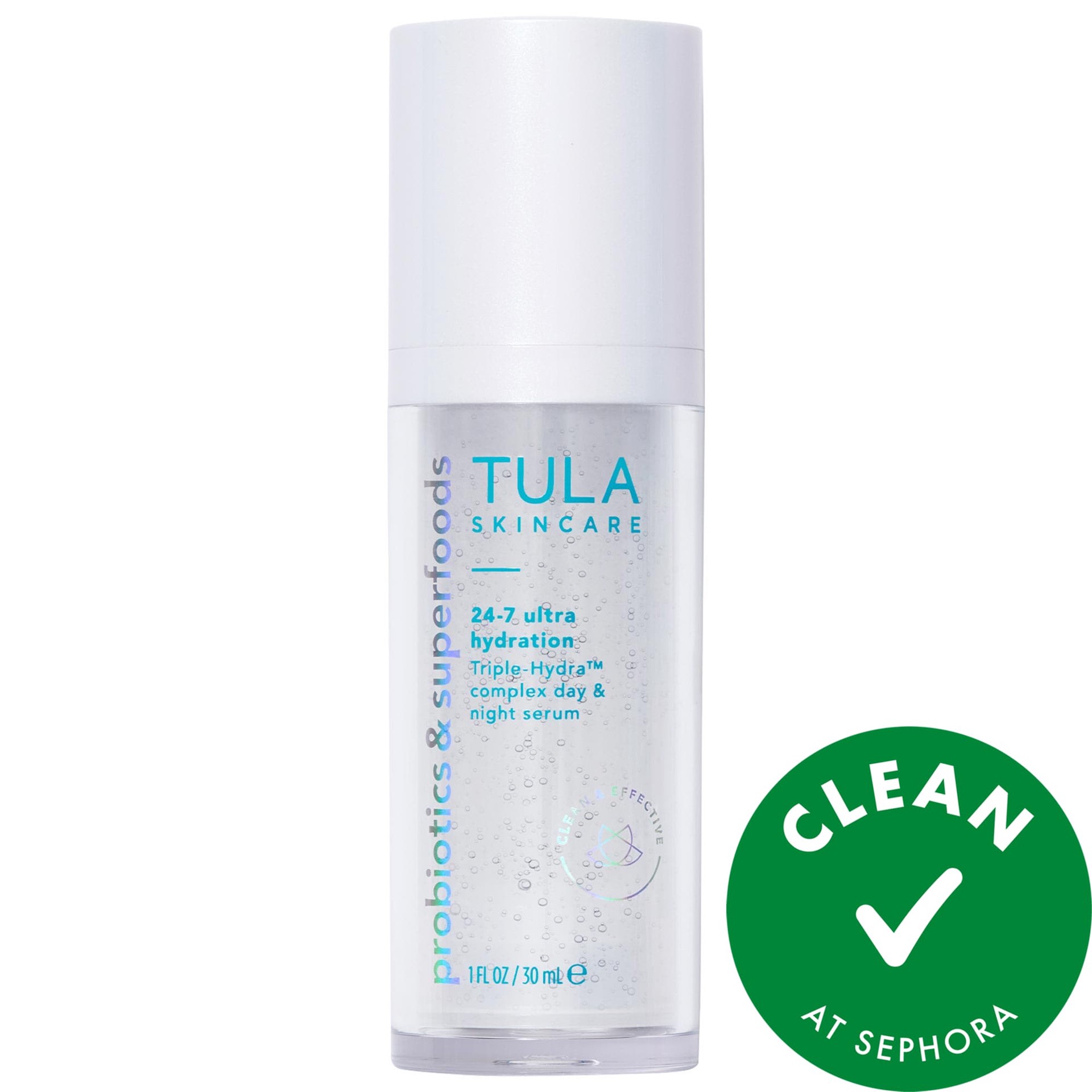 slide 1 of 5, TULA Skincare 24-7 Ultra Hydration Triple-Hydra™ Complex Day & Night Serum with Hyaluronic Acid, Squalane & Collagen 1 oz / 30 mL, 1 oz / 30 ml
