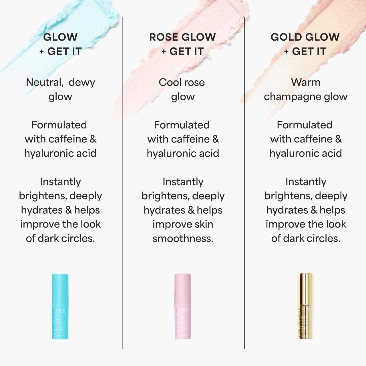 slide 5 of 7, TULA Skincare Gold Glow + Get It Cooling & Brightening Eye Balm 0.35 oz / 10 g,