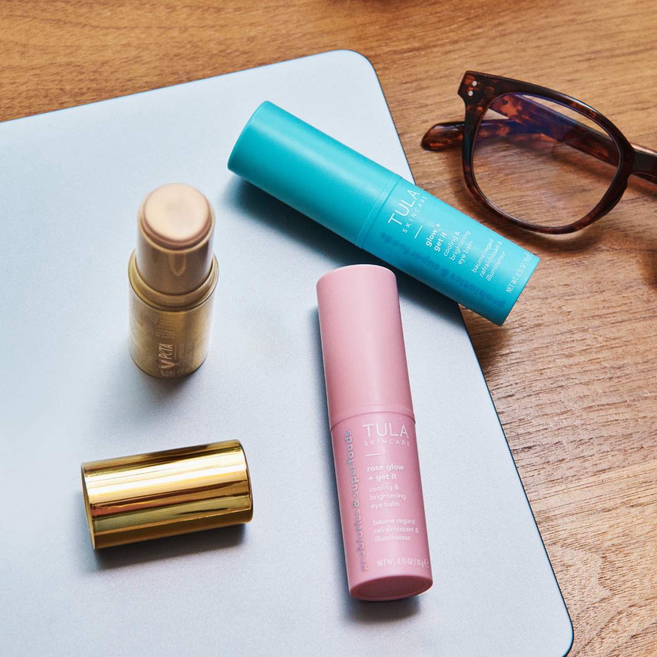 slide 7 of 7, TULA Skincare Gold Glow + Get It Cooling & Brightening Eye Balm 0.35 oz / 10 g,