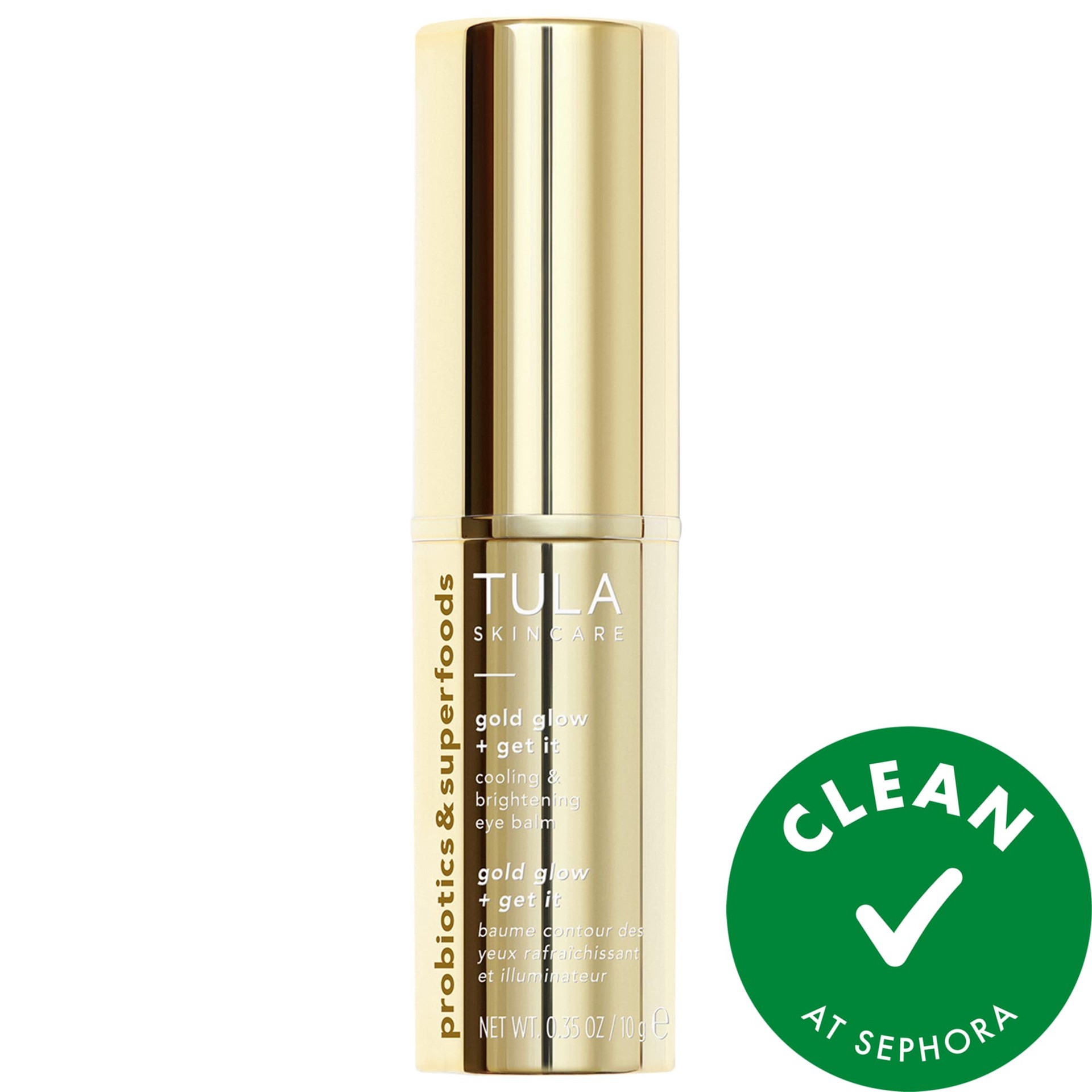 slide 1 of 7, TULA Skincare Gold Glow + Get It Cooling & Brightening Eye Balm 0.35 oz / 10 g,
