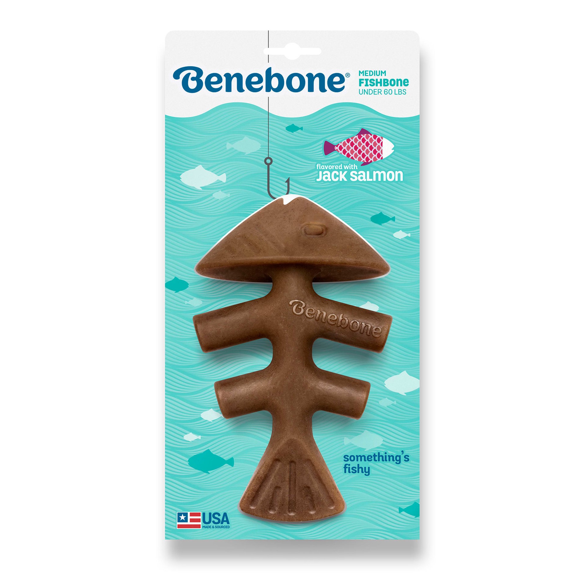 slide 1 of 6, Benebone Fishbone Dog Chew Toy - Fish - M, 1 ct