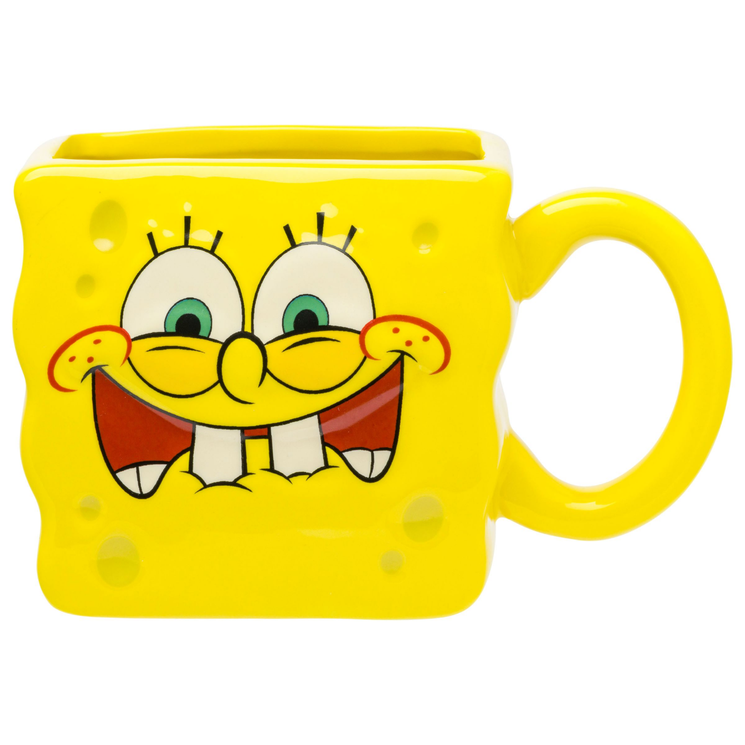 slide 1 of 1, SILVER BUFFALO SB Spongebob Laughing Face Ceramic 3D Sculpted Mug, 20 oz