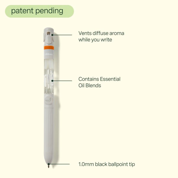 slide 3 of 8, Lifelines Pen Diffuser, With 4-Scent Cartridge, Fine Point, 1.0 Mm, Orange Barrel, Black Ink, Citrus Grove, 1 ct