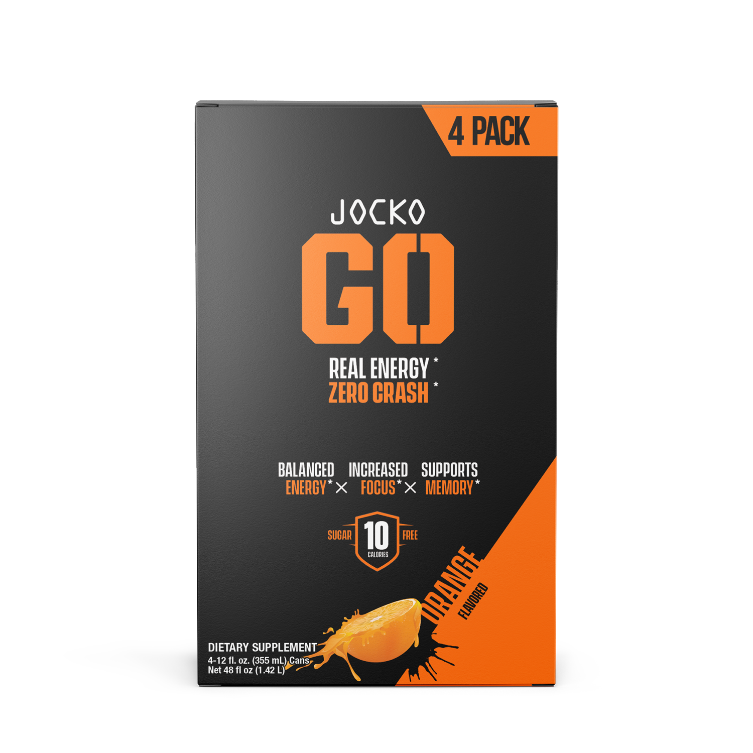 slide 1 of 4, Jocko Go Jocko AfterBurner Orange 4 pack, 4 ct; 12 oz