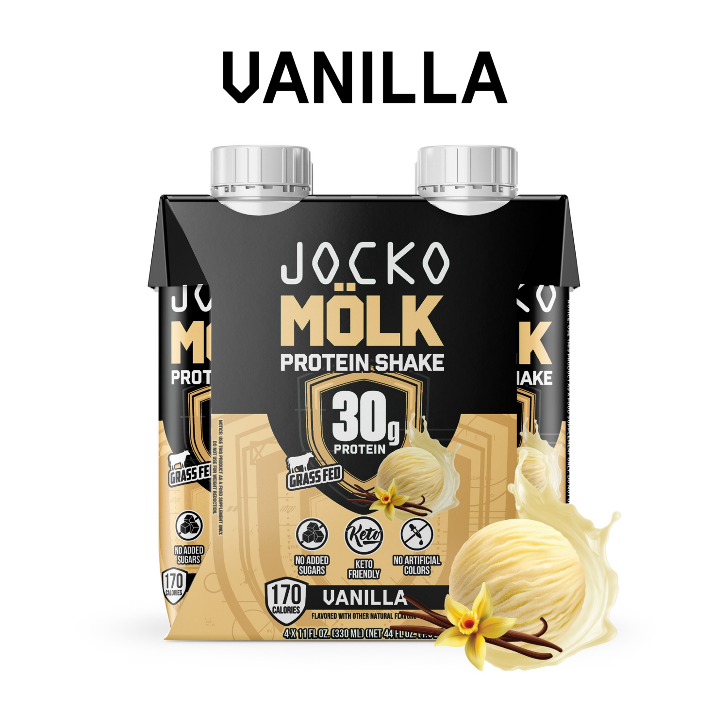 slide 7 of 7, Jocko Molk Rtd Vanilla 4Pk, 4 ct; 11 fl oz