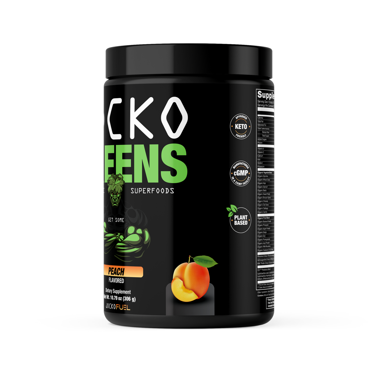 slide 5 of 5, Jocko Greens Peach Powder, 10.79 oz