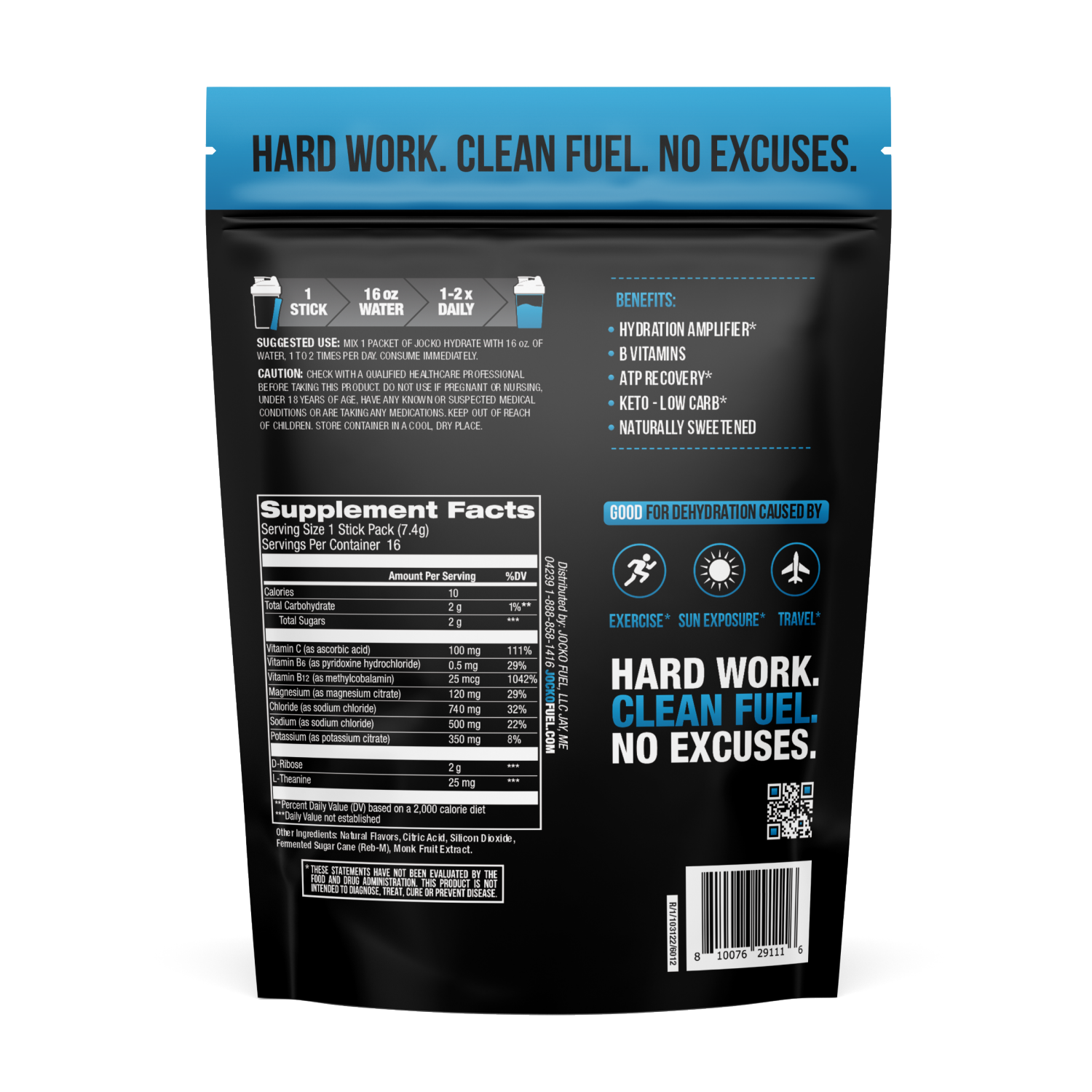 slide 2 of 4, Jocko Hydration Blue Raspberry Electrolytes Packets, 16 ct