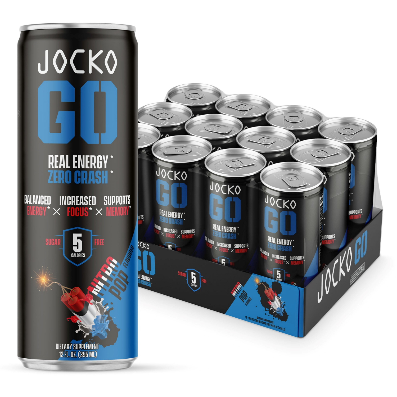 slide 4 of 5, Jocko GO Sugar Free Energy Drink Nitro Pop - 12 Fl Oz Can, 12 fl oz