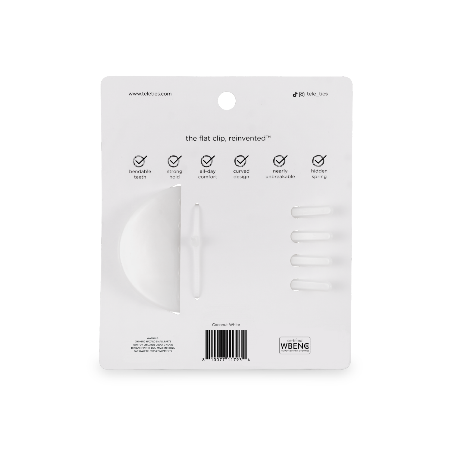 slide 2 of 4, Teleties Flat Round Coconut White Large Hair Clip, 1 ct