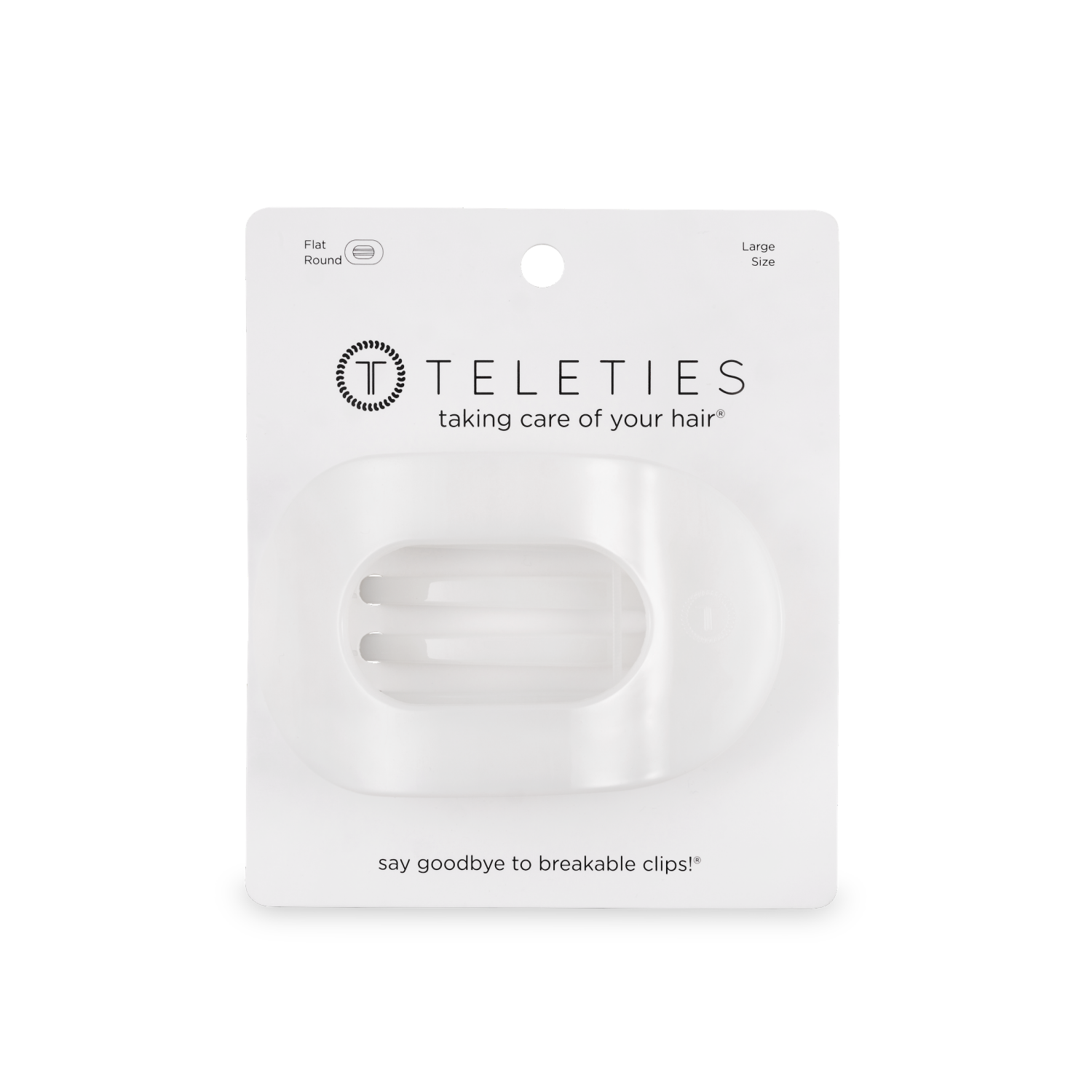 slide 1 of 4, Teleties Flat Round Coconut White Large Hair Clip, 1 ct