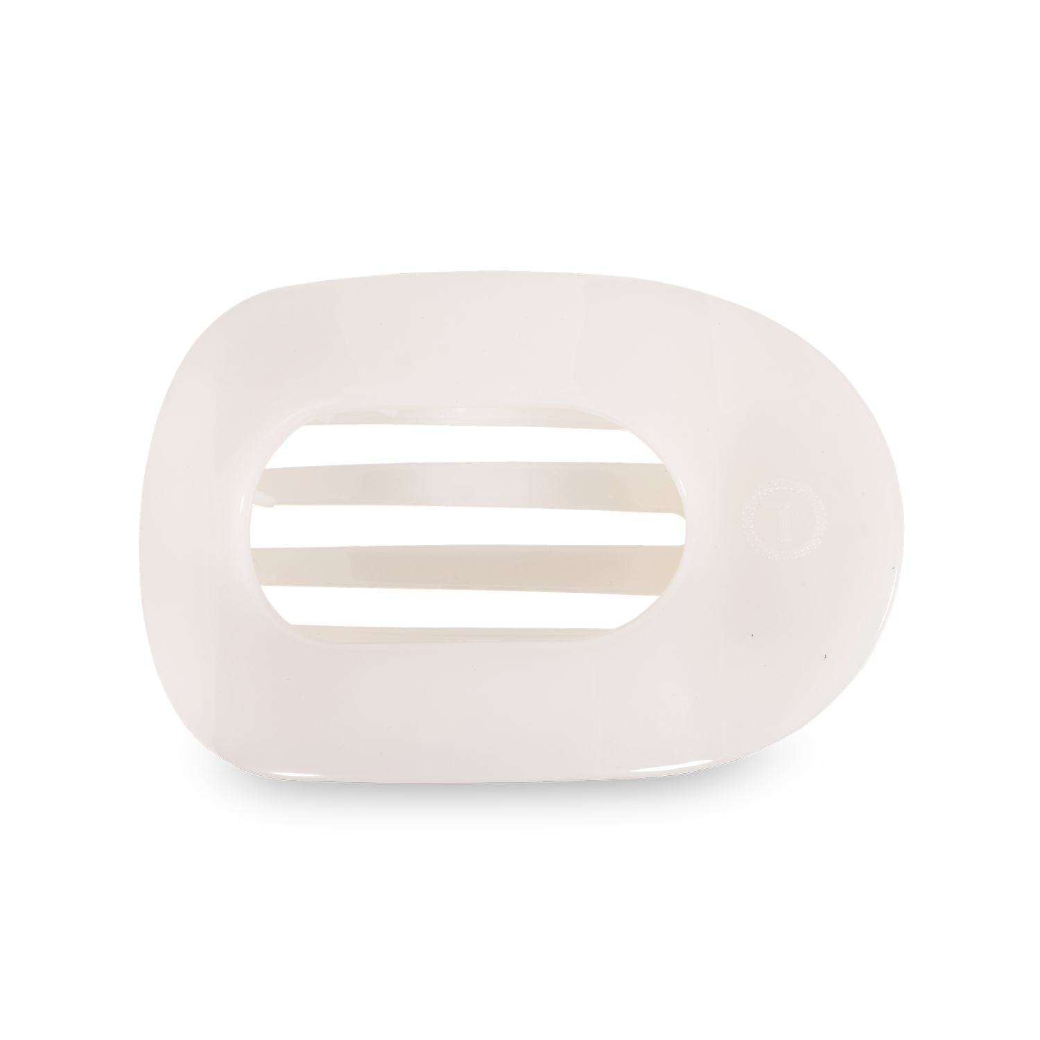 slide 3 of 4, Teleties Flat Round Coconut White Large Hair Clip, 1 ct