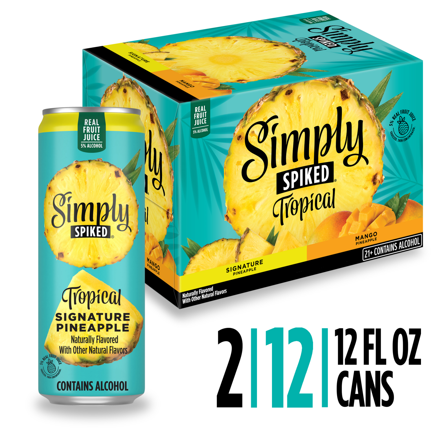 slide 1 of 1, Simply Spiked Tropical 12pk 12oz Cans, 12 ct; 12 oz