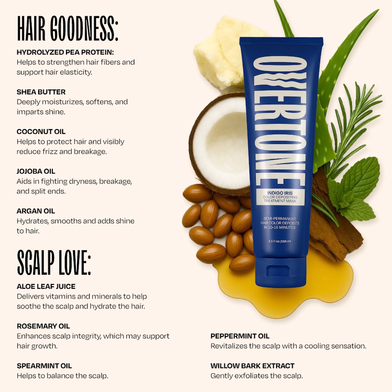 slide 2 of 7, Overtone Indigo Iris Color Depositing Treatment Mask 4.5 fl oz, 4.5 oz