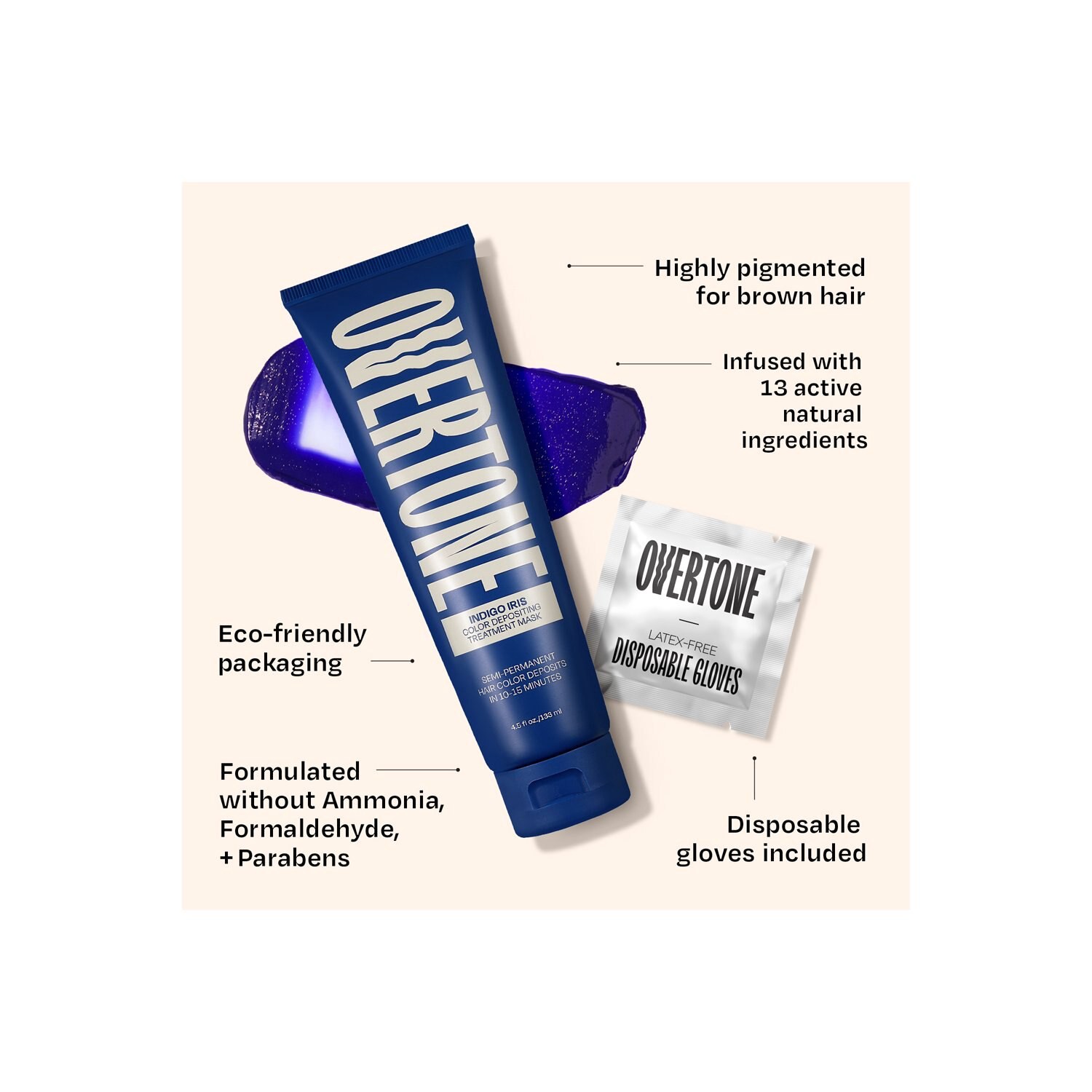 slide 4 of 7, Overtone Indigo Iris Color Depositing Treatment Mask 4.5 fl oz, 4.5 oz