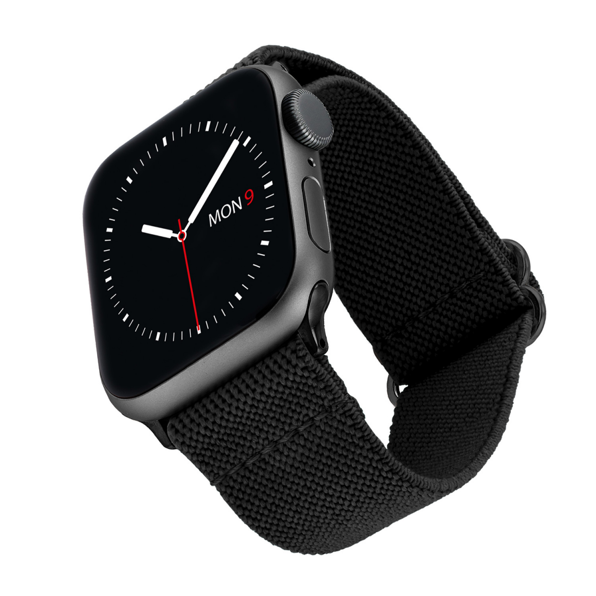 slide 1 of 9, WITHit Apple Watch 42/44/45MM Black Elastic Woven Band w/ slider, 1 ct
