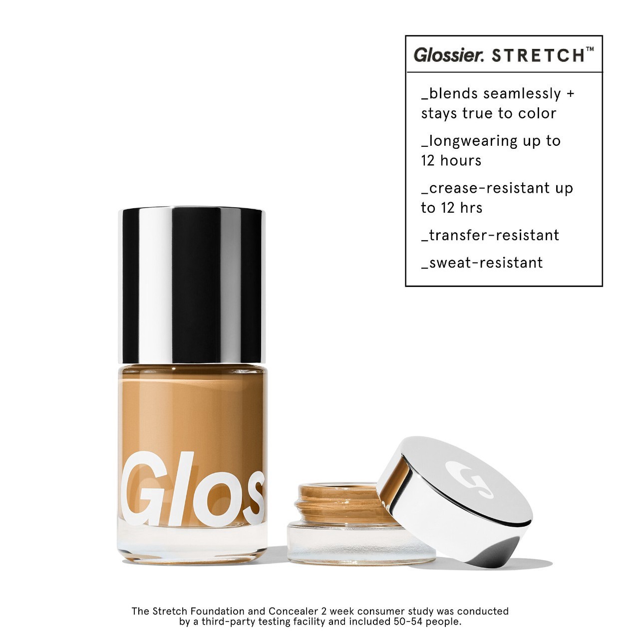 slide 13 of 15, Glossier Stretch Fluid Foundation for Buildable Coverage Very Deep 1, 1 oz / 30 ml