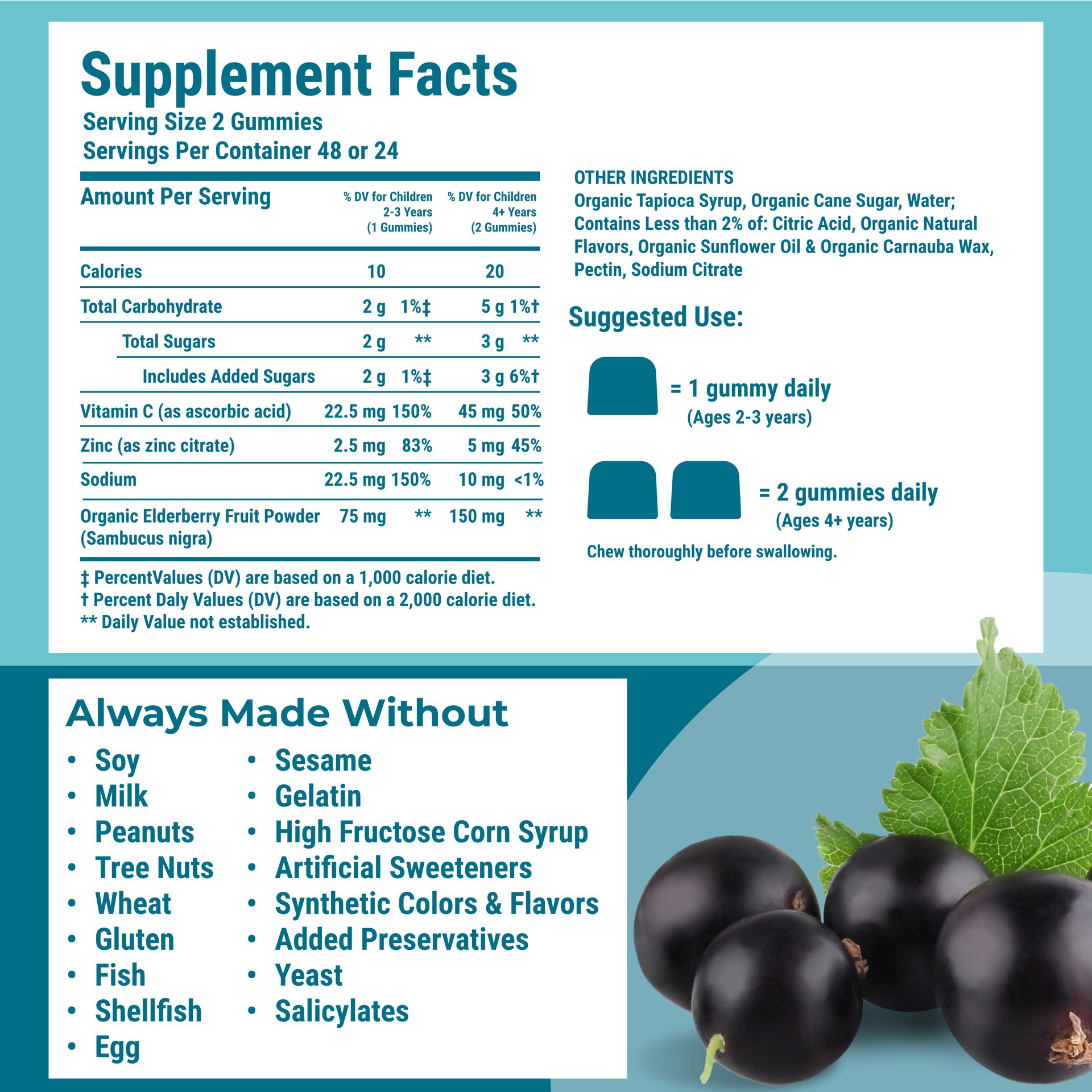 slide 3 of 5, Hyland's Naturals Kids Organic Elderberry Plus Gummies, immune support supplement, 48 ct