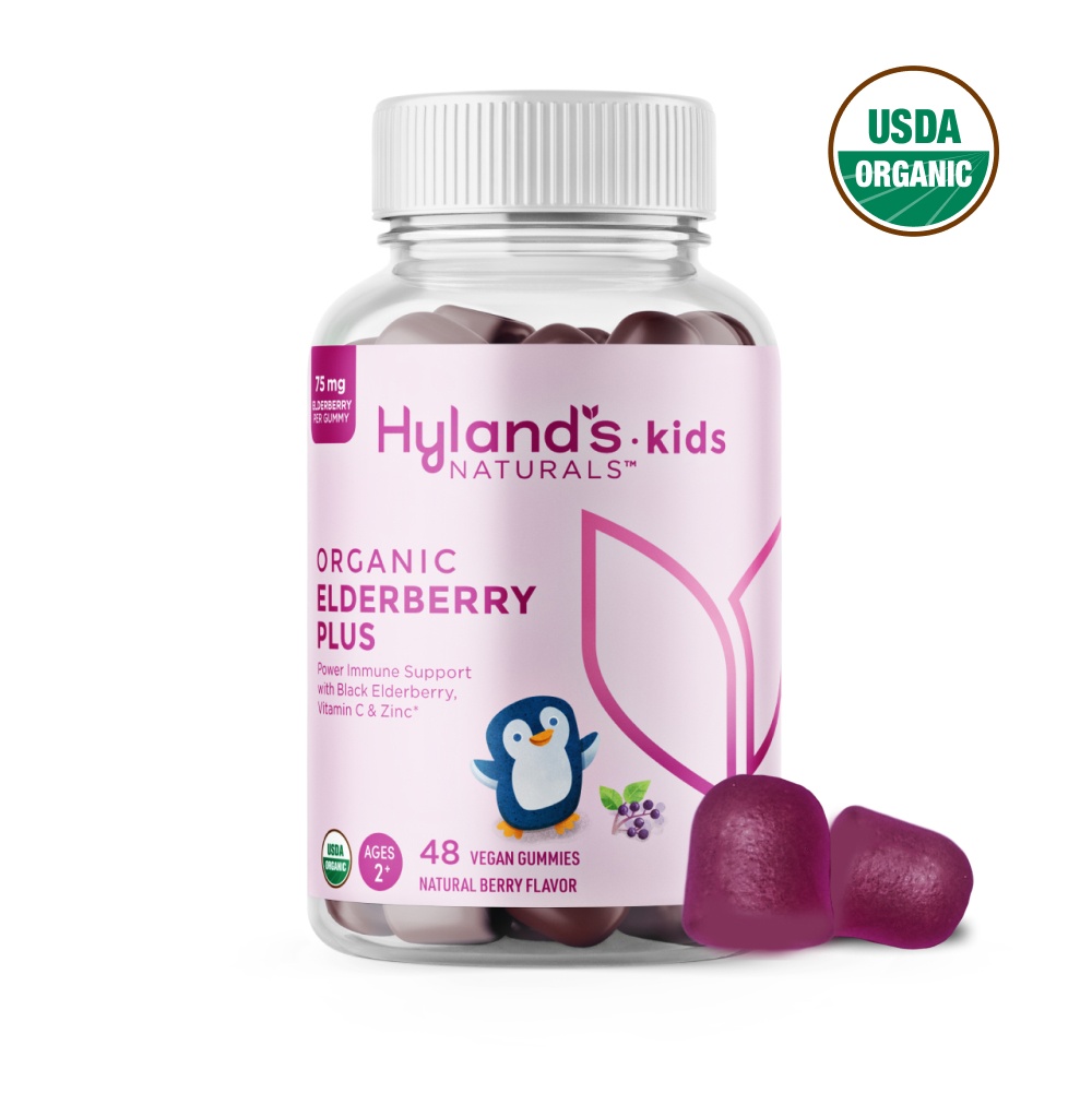 slide 1 of 5, Hyland's Naturals Kids Organic Elderberry Plus Gummies, immune support supplement, 48 ct