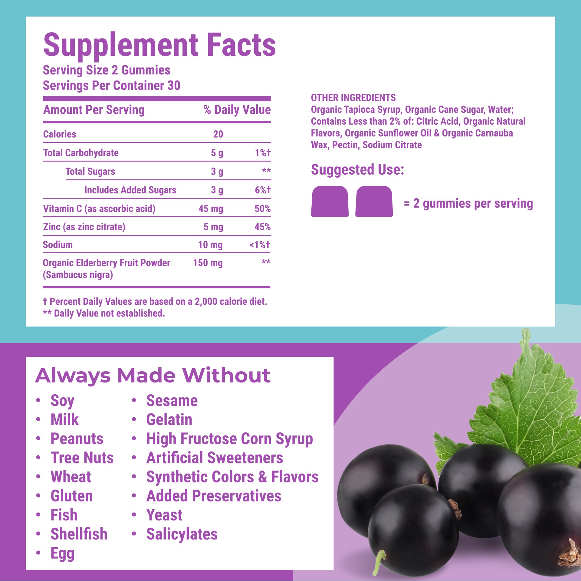 slide 3 of 5, Hyland's Naturals Organic Elderberry Plus Gummies, immune support supplement, 60 ct