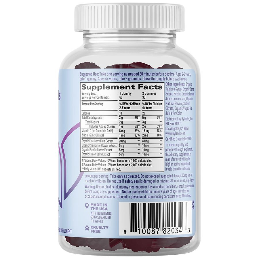 slide 2 of 3, Hyland's Naturals Kids Organic Calm + Immunity Mixed Berry Flavor Sleep 60 Vegan Gummies, 60 ct