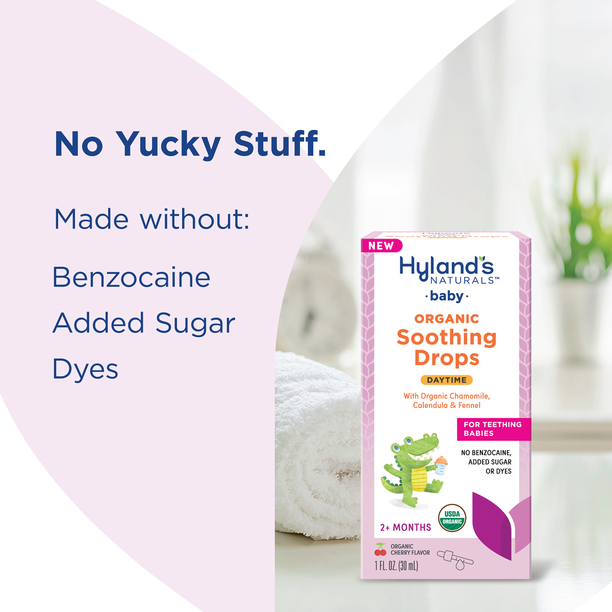 slide 4 of 7, Hyland's Naturals Baby Organic Soothing Drops Daytime -Cherry, 1 oz