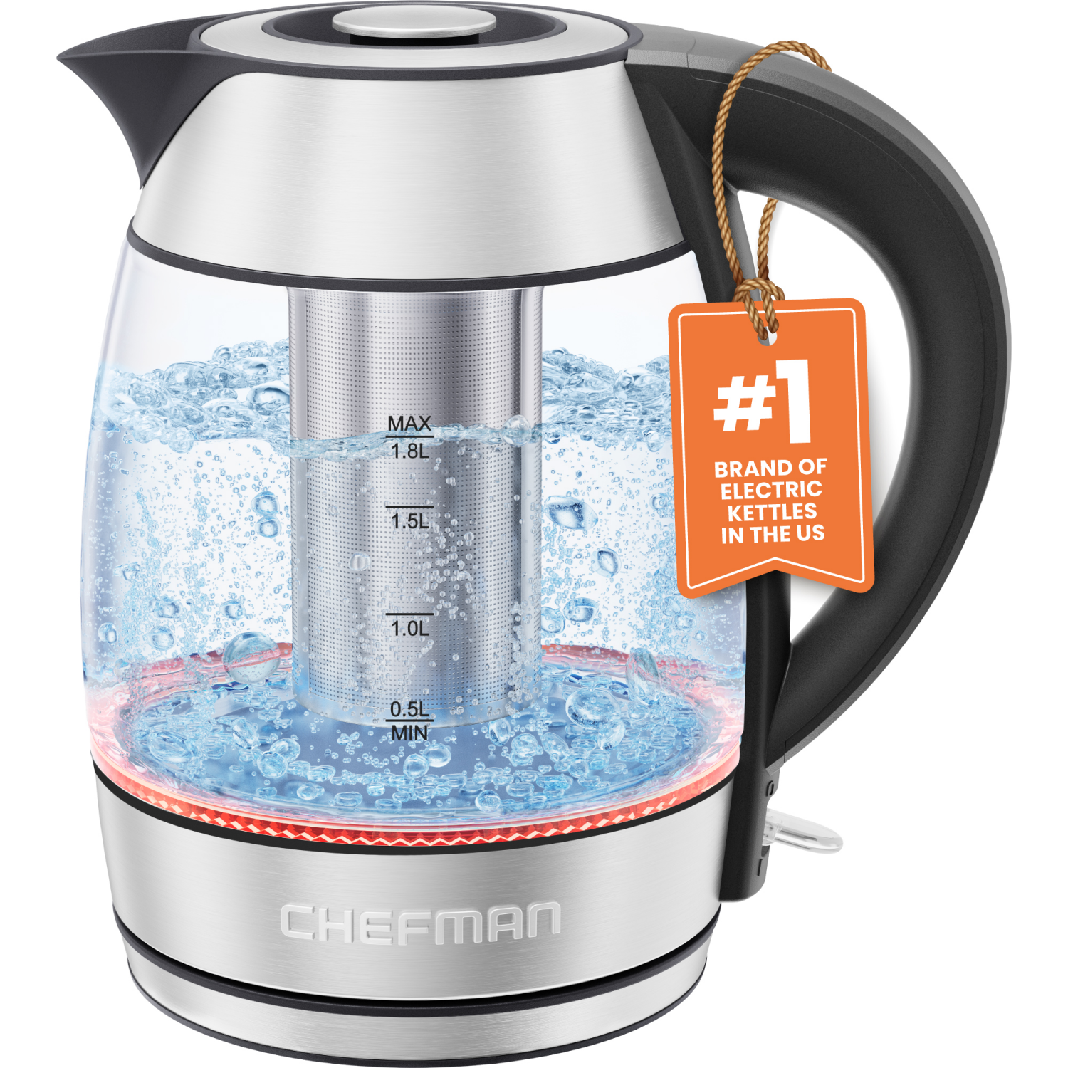 slide 1 of 8, Chefman Fast-Boil Electric Infuser Kettle, 1.8 liter