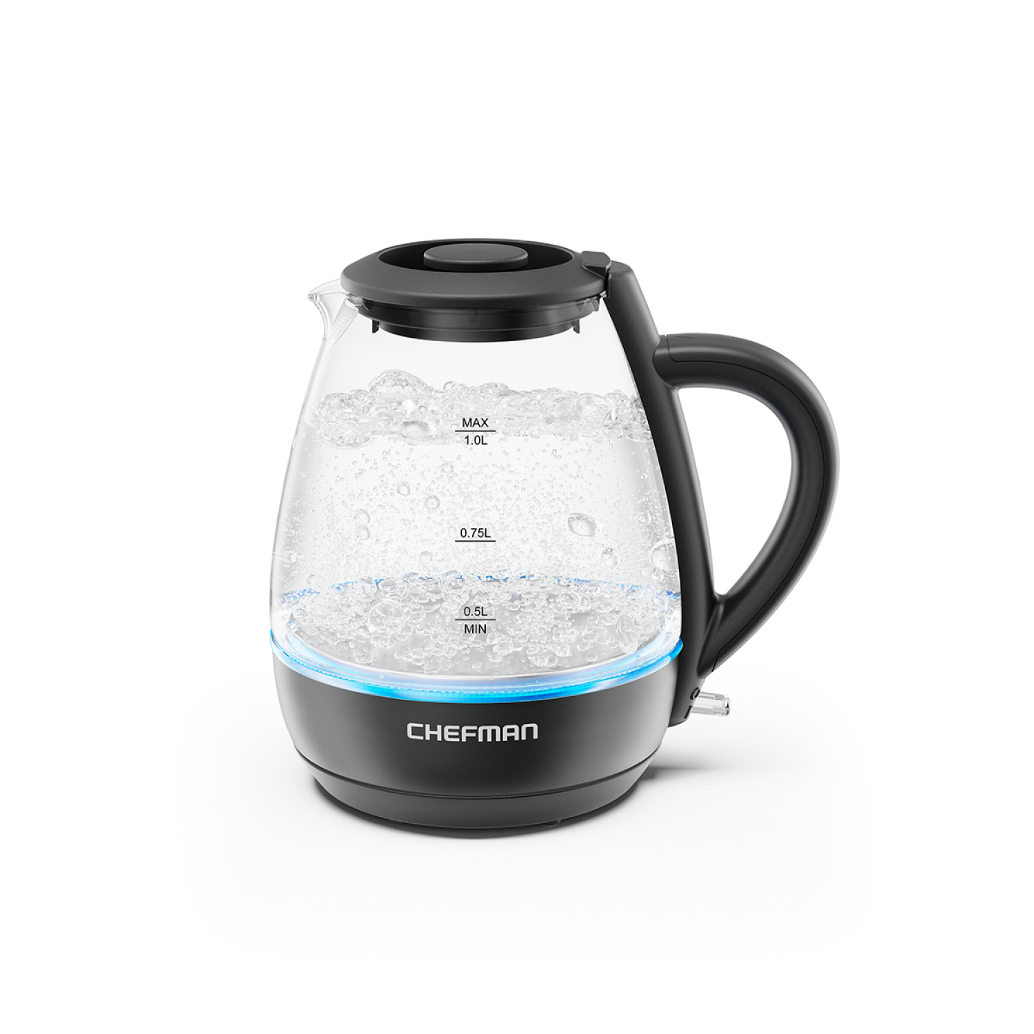 slide 1 of 5, Chefman 1L Cordless Glass Electric Kettle, 1 liter