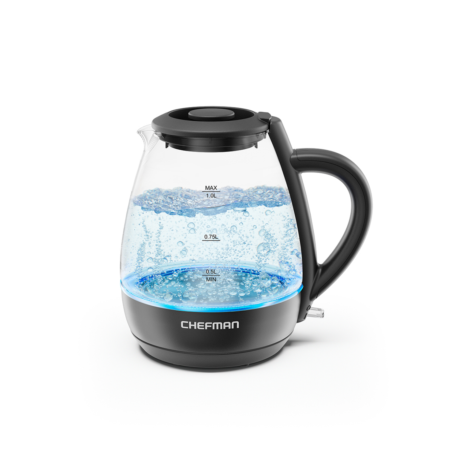 slide 3 of 5, Chefman 1L Cordless Glass Electric Kettle, 1 liter
