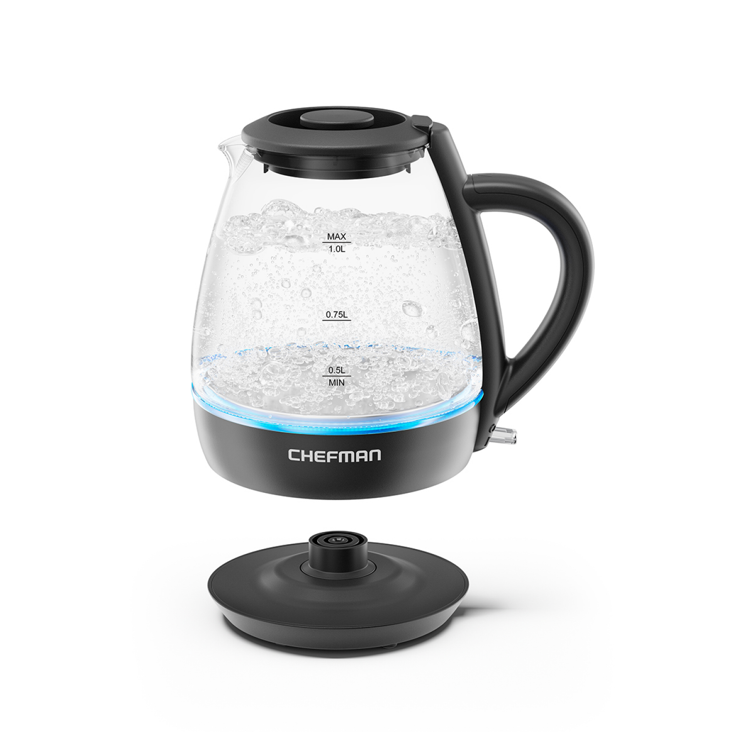 slide 5 of 5, Chefman 1L Cordless Glass Electric Kettle, 1 liter