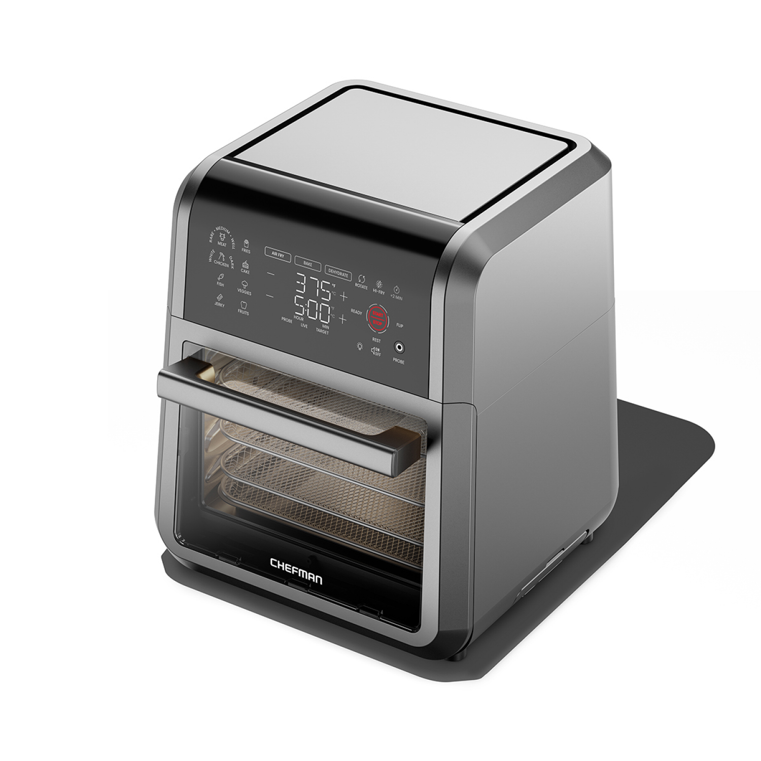 slide 3 of 5, CHEFMAN ExacTemp MULTIFUNCTIONAL DIGITAL AIR FRYER OVEN WITH PROBE BLACK FINISH, 12 qt