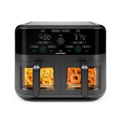 Chefman Dual Basket Digital Air Fryer w/ Easy View Windows, Independent 3 Qt Baskets - Black