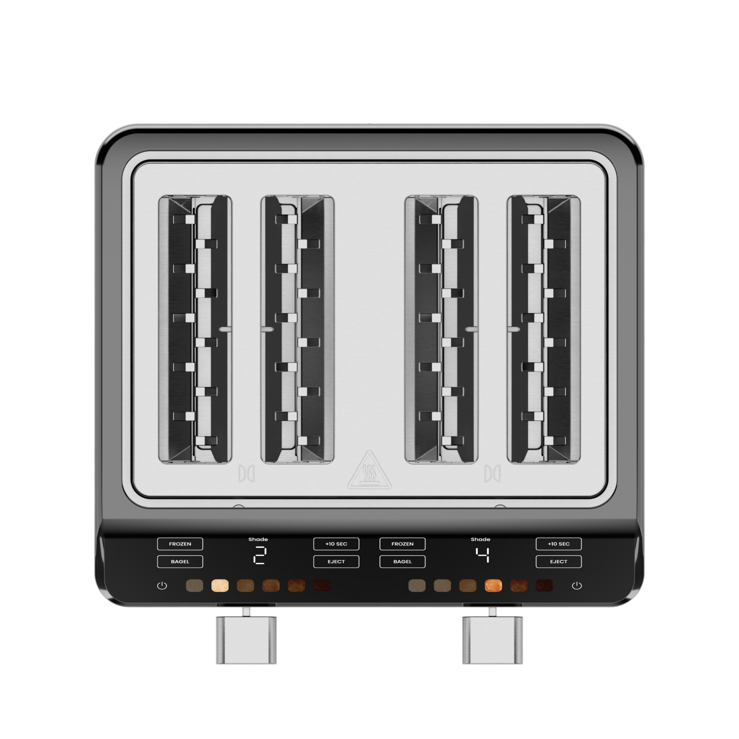 slide 5 of 5, Chefman Smart Touch 4-Slice Digital Toaster, 6 Shade Settings, Touchscreen, Extra-Wide Slots, Removable Crumb Tray; +10 Seconds, Defrost, Stainless Steel, 4-slice