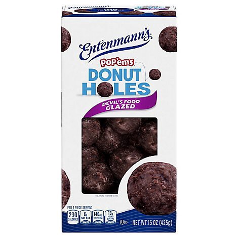 slide 1 of 1, Entenmanns Popems Devils Food Glazed Donut Holes - 15 OZ, 15 oz