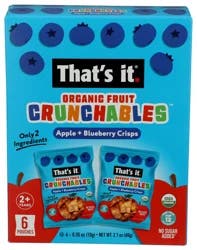 That's It Organic Fruit Crunchables - Apple + Blueberry, 6 count