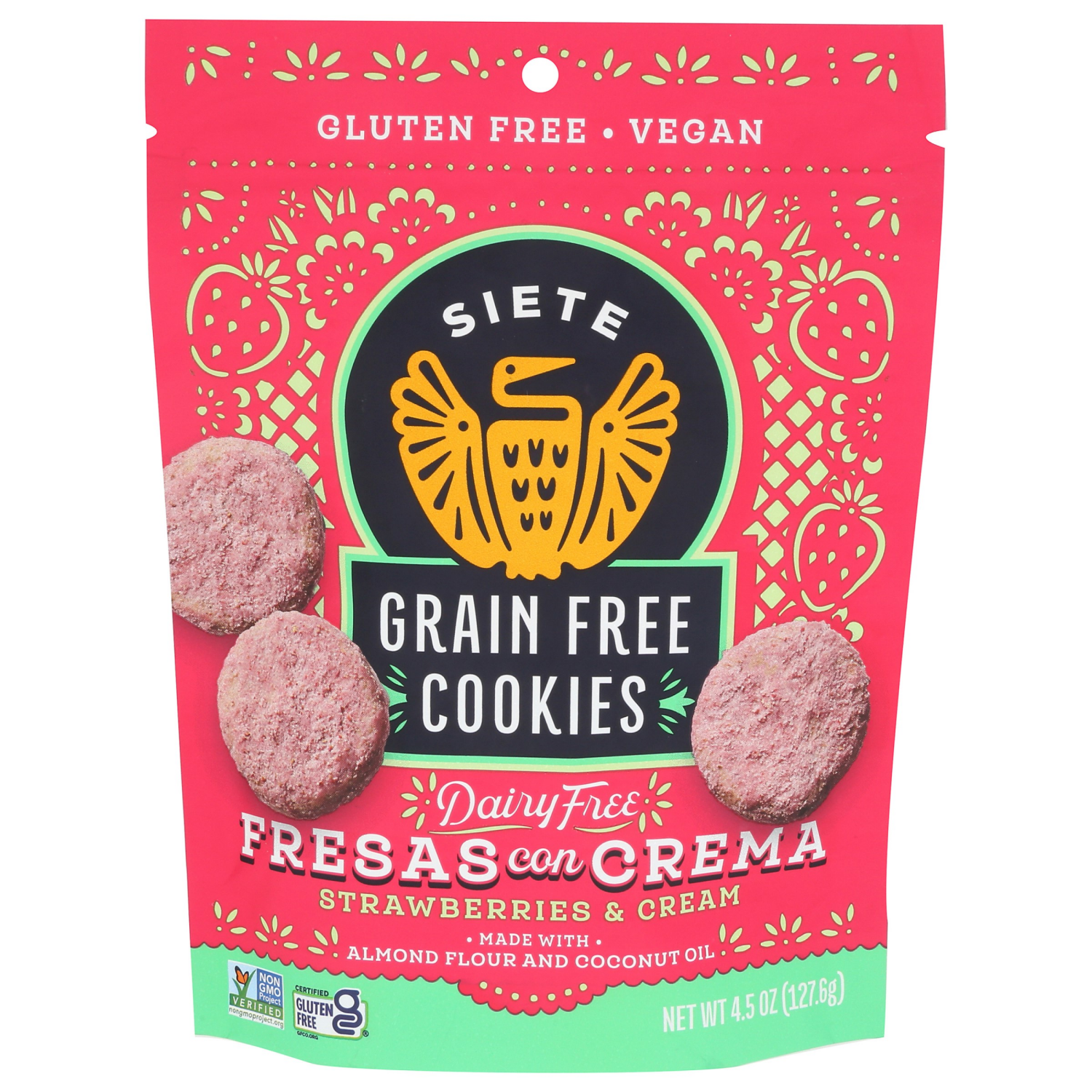 slide 1 of 2, Siete Grain Free Strawberries & Cream Cookies 4.5 oz, 4.5 oz