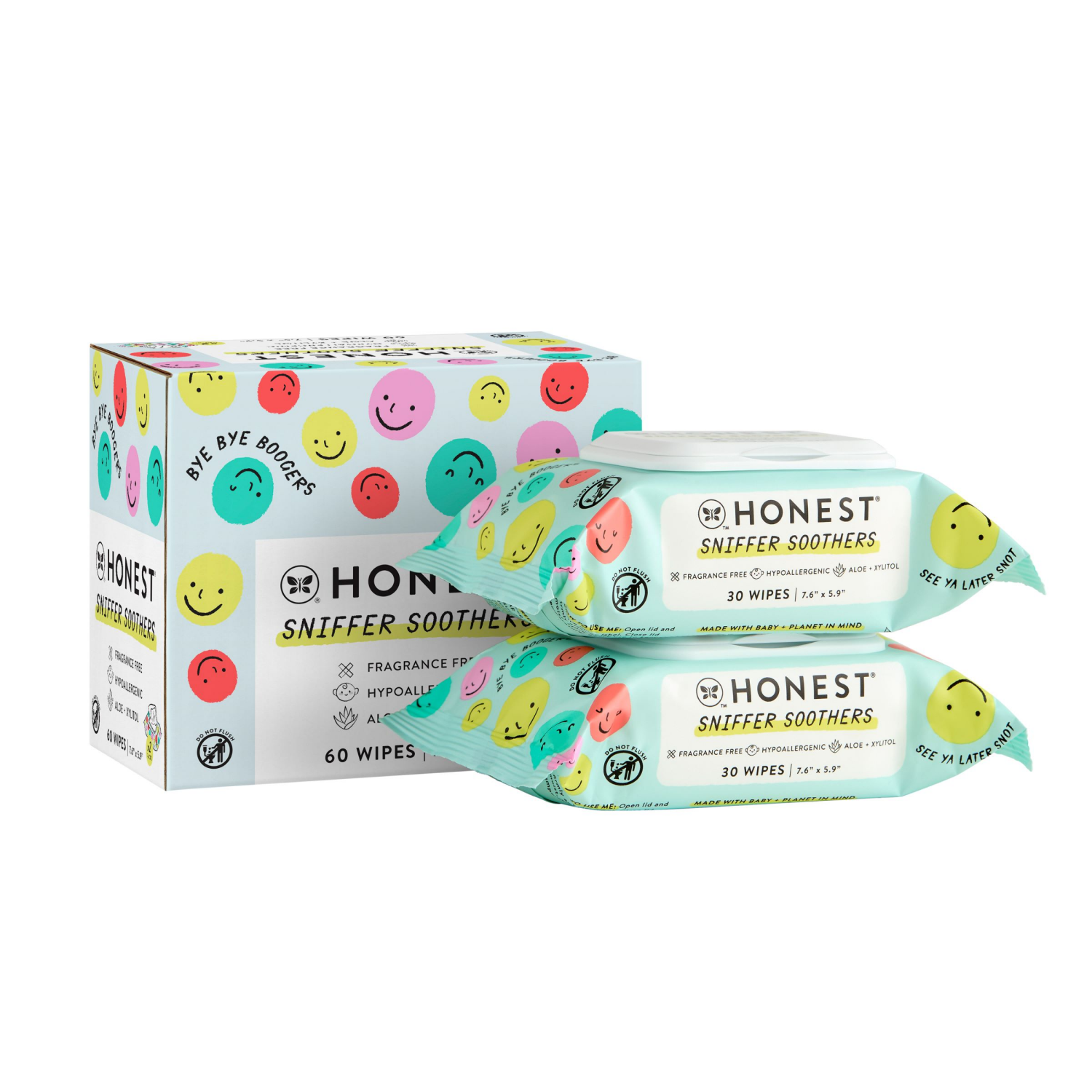slide 1 of 8, The Honest Company Sniffer Soothers Wipes, 60 ct