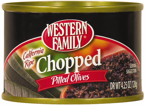 slide 1 of 1, Western Family Chopped Ripe Olive, 4.25 oz