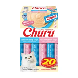 Inaba Churu Tuna with Scallop Recipe/Tuna with Salmon Recipe Cat Treat 20 - 0.5 oz Tubes