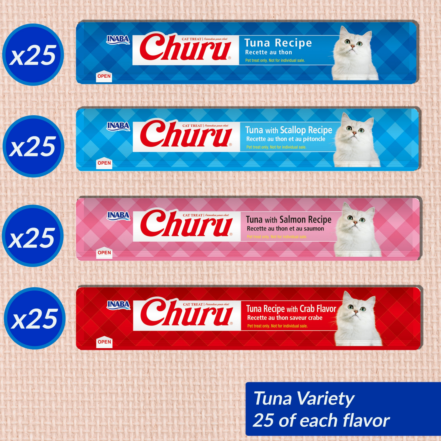 slide 4 of 8, Inaba Churu Cat Treats, Grain-Free Lickable Creamy Purée with Vitamin E, 0.5 Ounces per Tube, 100 Tubes Total, Tuna Variety, 100 ct
