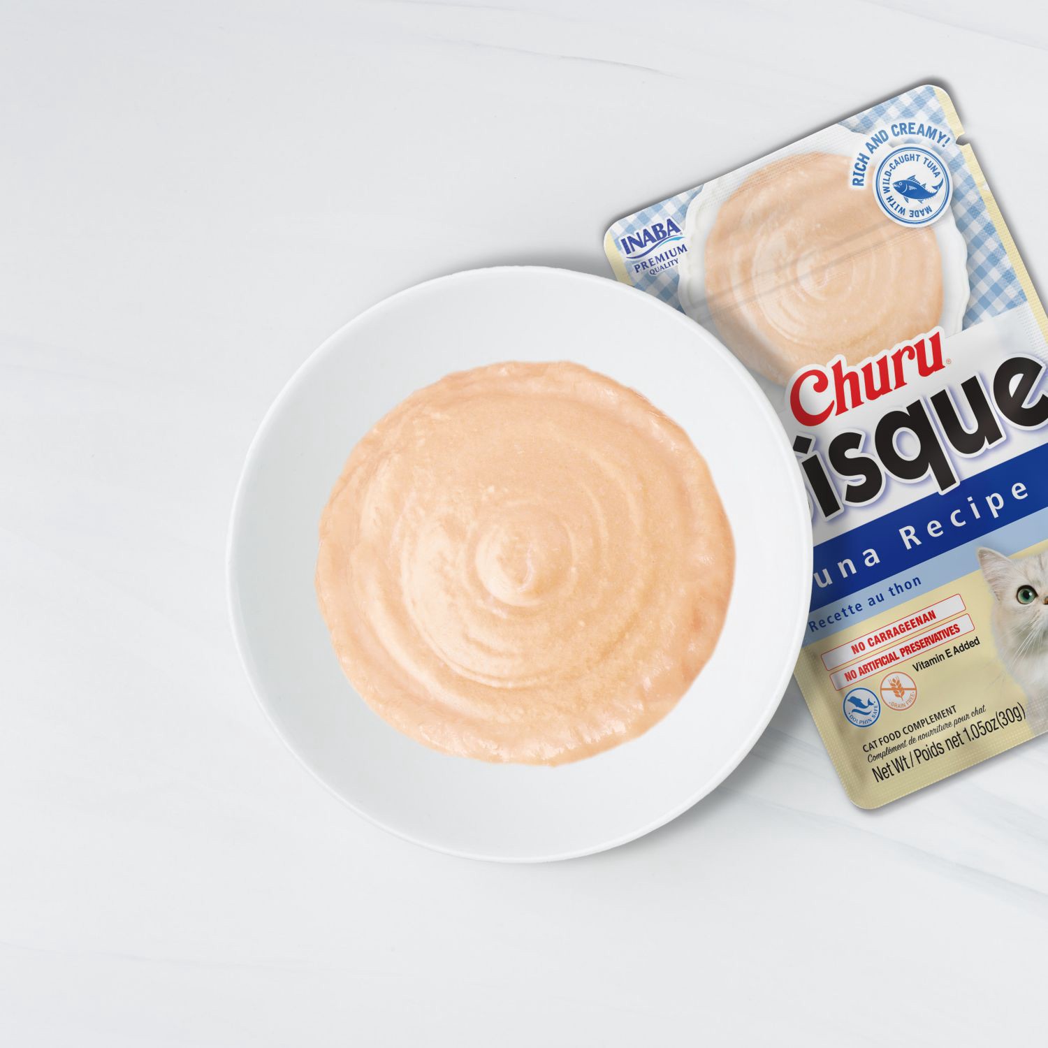 slide 2 of 4, Churu Bisque Tuna with Salmon Recipe/Tuna Recipe Cat Food Complement 5 - 1.05 oz Pouches, 5 ct