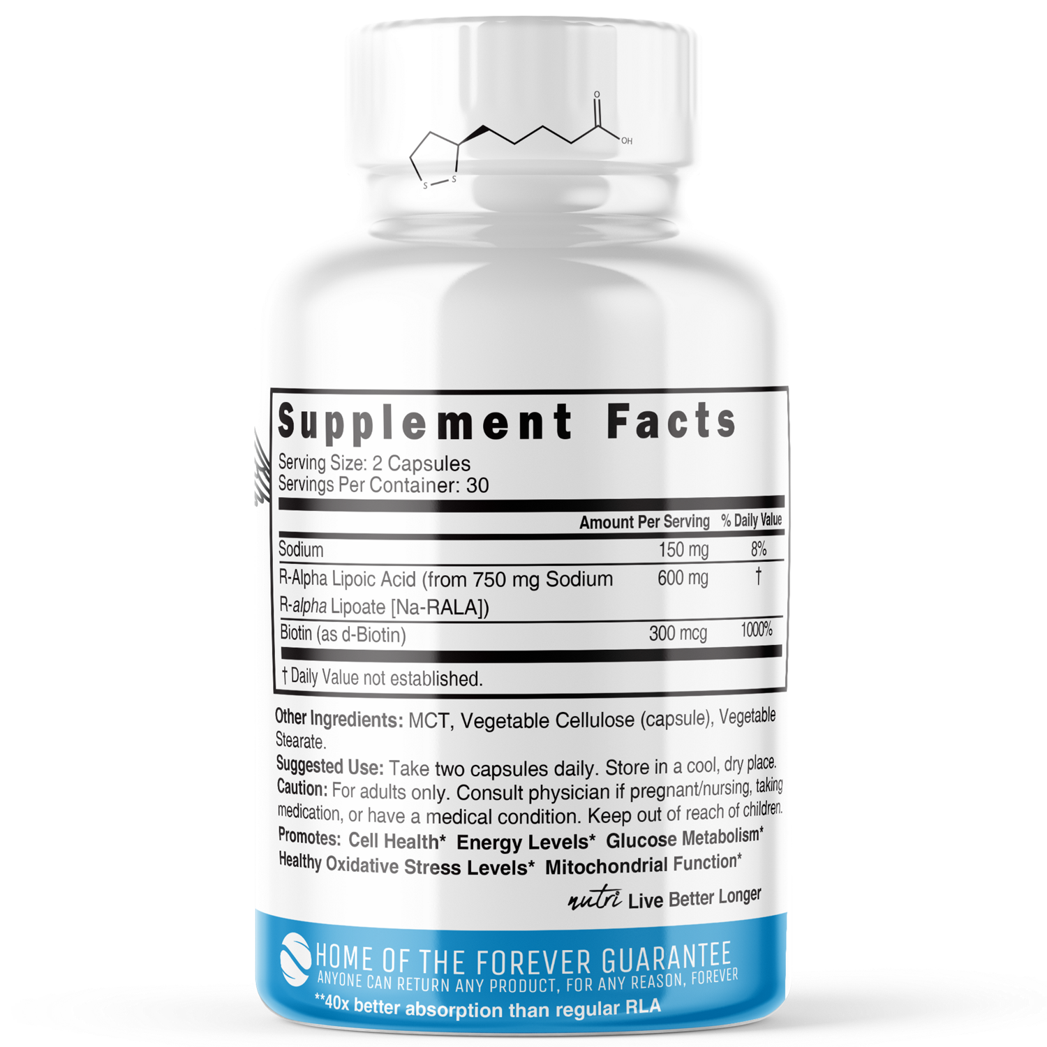 slide 2 of 3, Nutri R Lipoic Acid+ Vegan Capsules, 60 ct