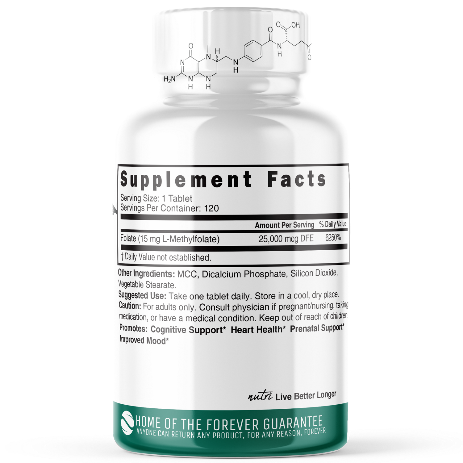 slide 2 of 3, Nutri 5-Mthf 15Mg Tabs, 120 ct