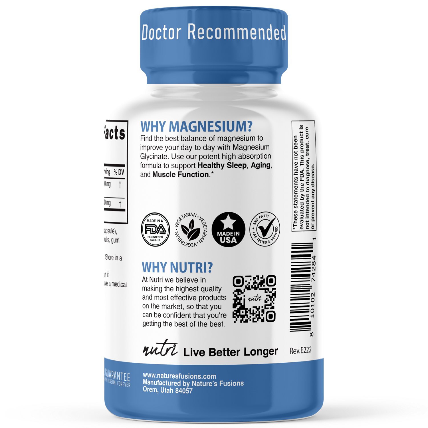 slide 2 of 3, Nutri Magnesium Glycinate, 480 Mg Capsules, 120 Ct, 120 ct