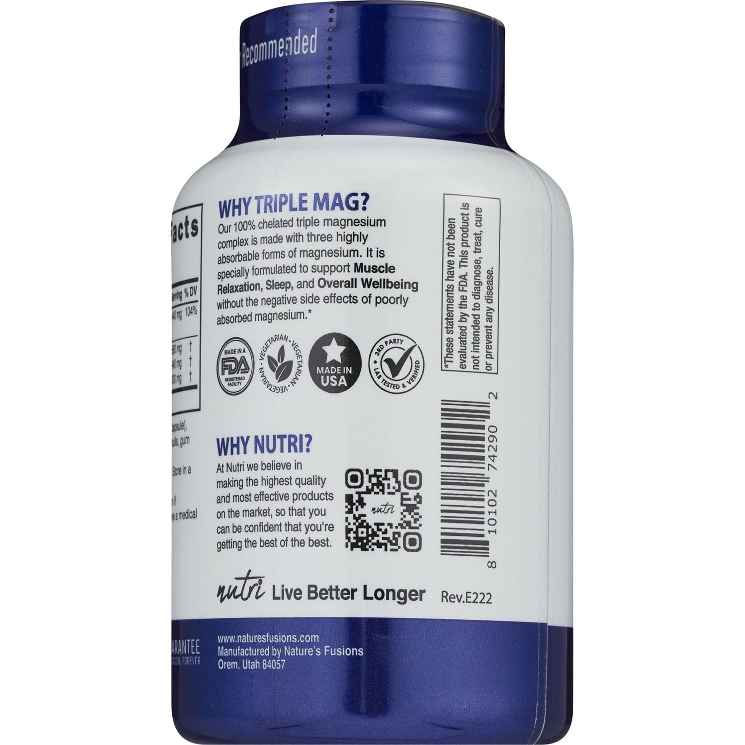 slide 2 of 3, Nutri Triple Magnesium, 440 Mg Capsules, 150 Ct, 150 ct