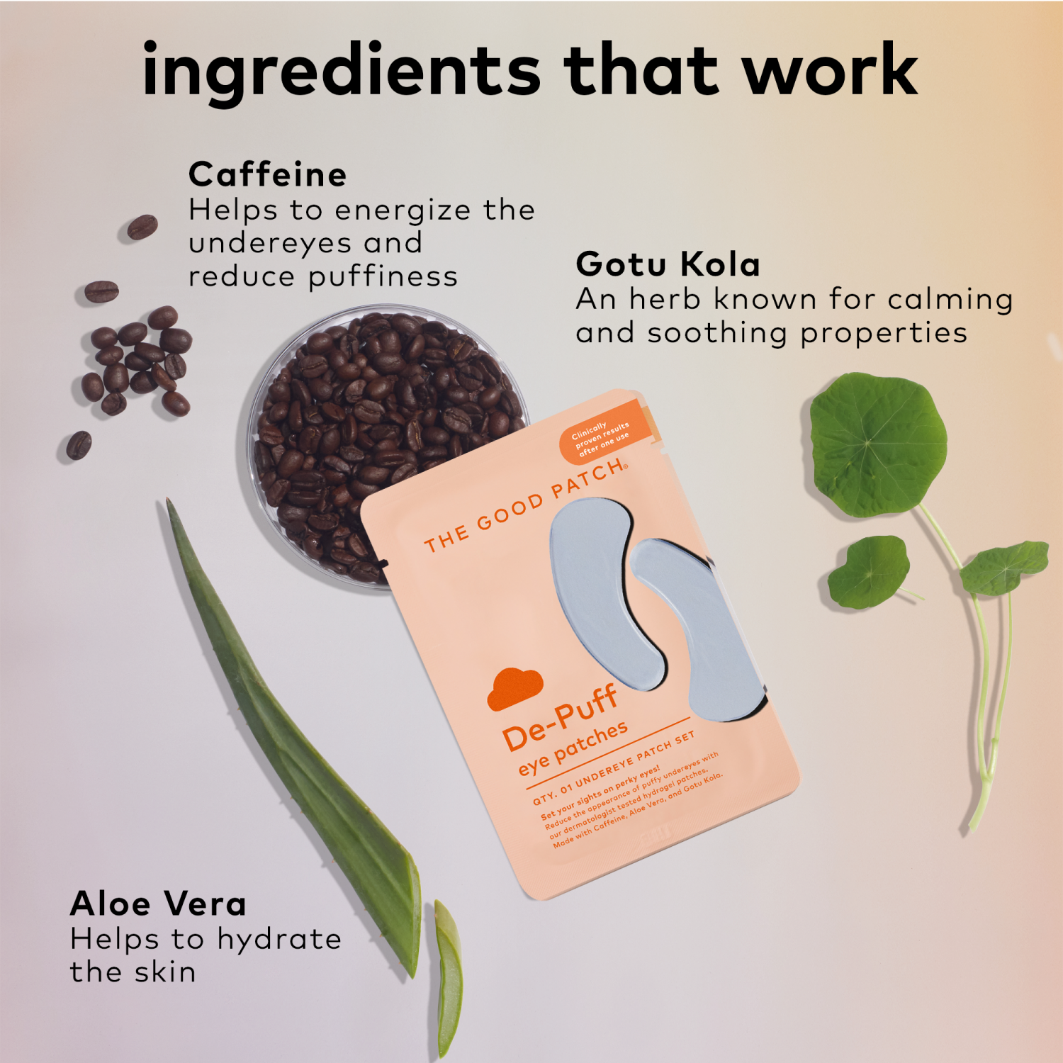 slide 8 of 8, The Good Patch De-Puff Hydrogel Undereye Patch, 1ct, 1 ct