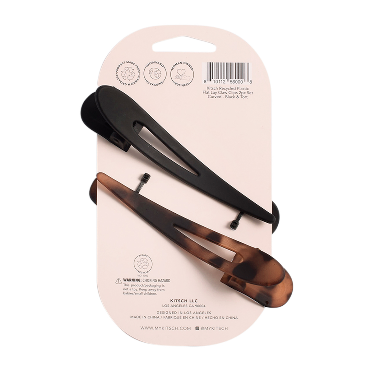 slide 2 of 2, Kitsch Curved Black & Tort Flat Lay Claw Clips 1 ea, 1 ct