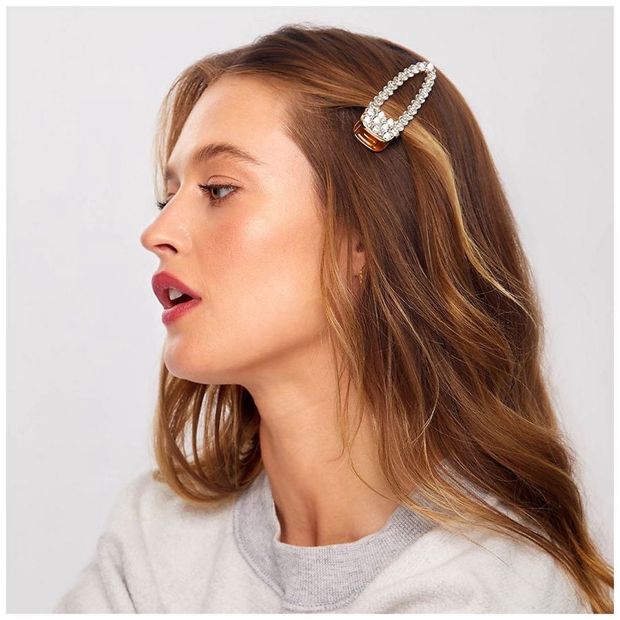 slide 3 of 3, Kitsch Gold Open Shape Metal Rhinestone Hair Clip Large 1 ea, 1 ct