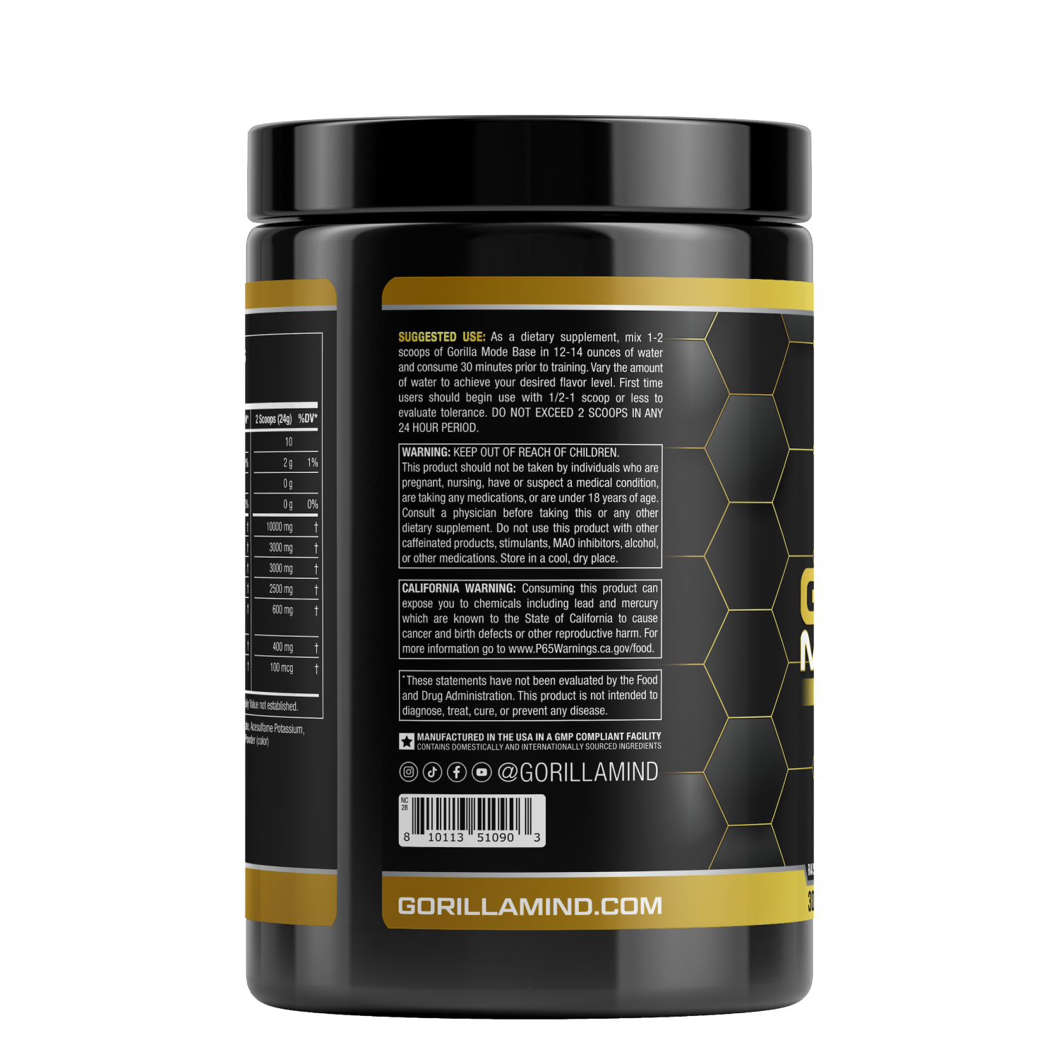 slide 2 of 3, Gorilla Mode Base Preworkout Cherry Blackout 30 Servings, 1 ct