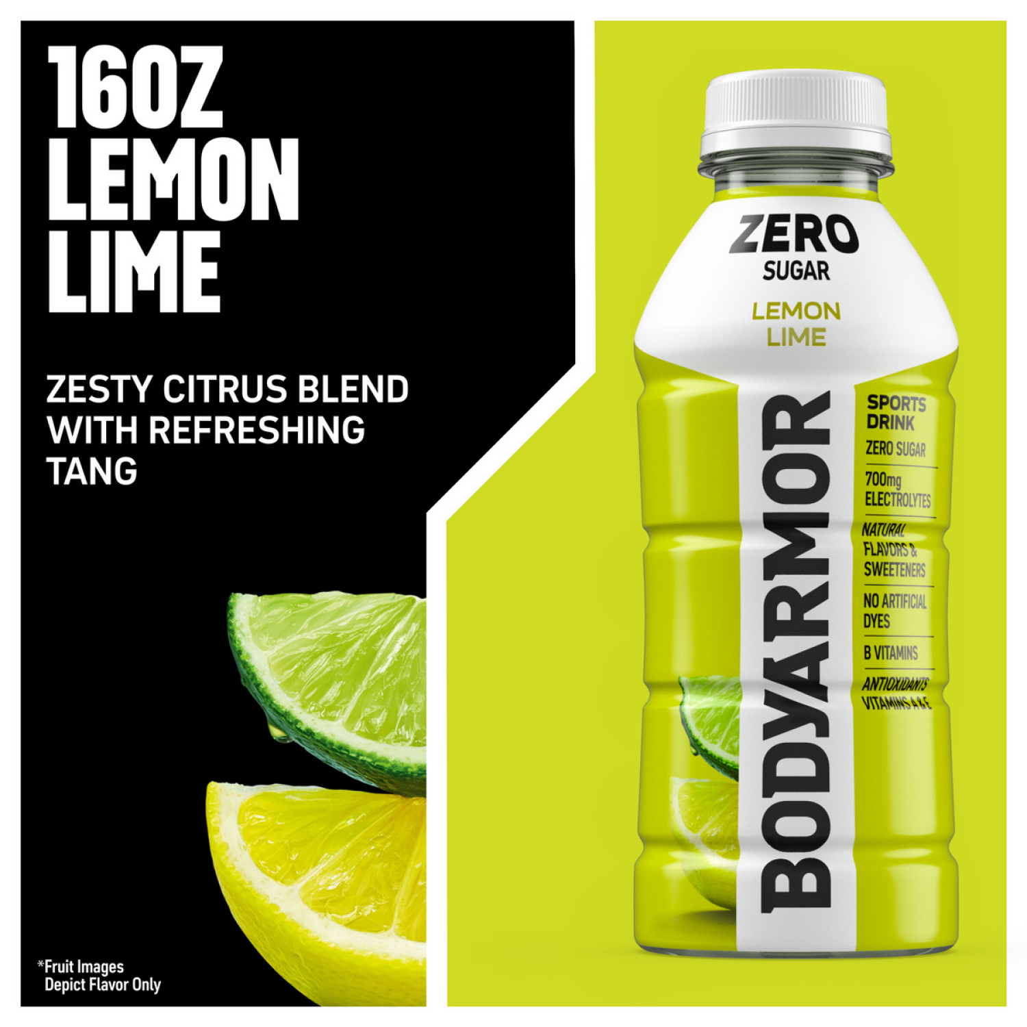 slide 2 of 6, BODYARMOR Zero Sugar Lemon Lime Electrolyte Sports Drink, 16 fl oz Bottle, 16 fl oz