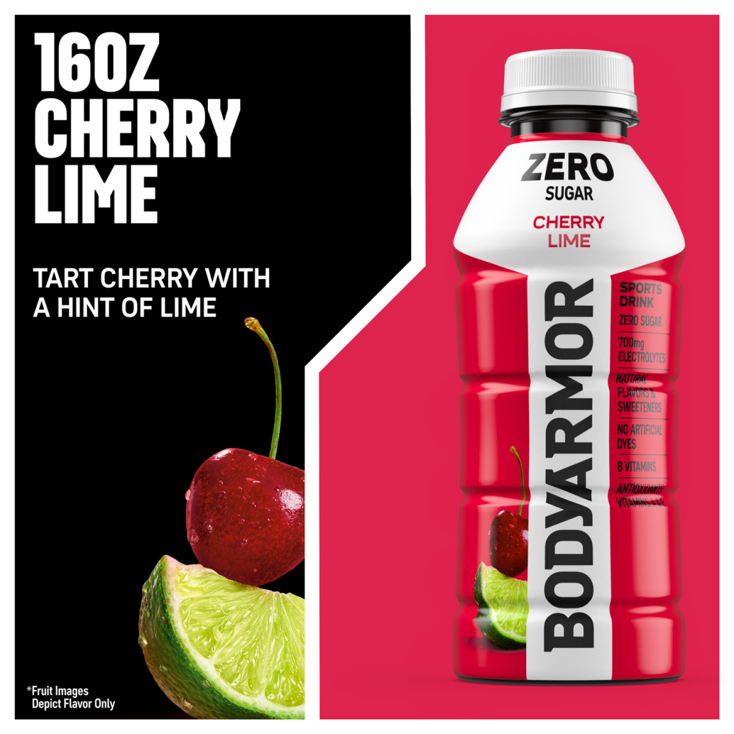slide 2 of 5, BODYARMOR Zero Sugar Cherry Lime Electrolyte Sports Drink, 16 fl oz Bottle, 16 fl oz